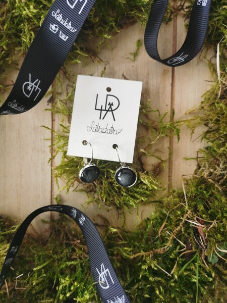 Auskari "Melni pelēkās actiņas" 12mm 