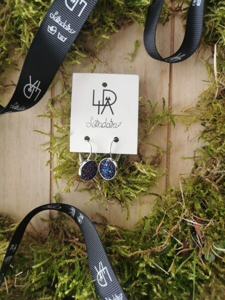 Auskari "Violeti zilie mirdzumi" 12mm 