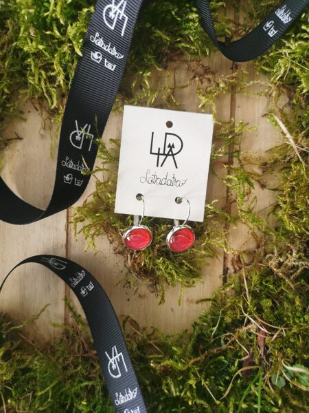 Auskari "Sarkanais marmors" 12mm 